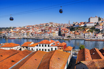 Fototapeta na wymiar Porto , Portugal with Douro river and old town at background