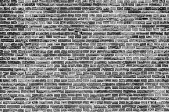Fototapeta Black and white brick wall texture background. Grey bricks texture