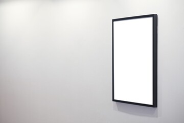 Copy space on white frame in art gallery