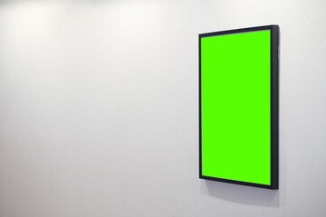 Green screen in black frame on white backgrounds