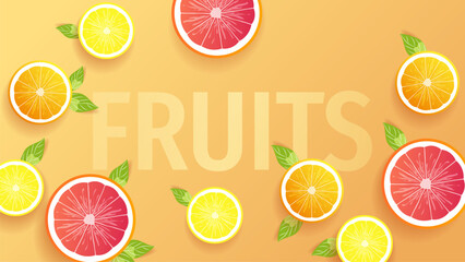 Lemons, Oranges, Grapefruits. Detox, citrus, Fruits, Vitamin, Organic food, Healthy eating concept. Vector illustration for cafe menu, cover, flyer, banner, poster.