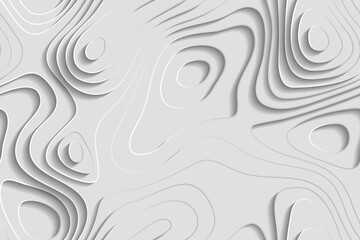Seamless abstract layered white background. Geographic and topographic curves. Paper art.