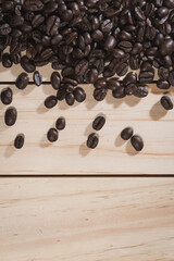 coffee bean on top table wood, coffee bean background