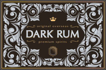 Dark Rum - ornate vintage decorative label