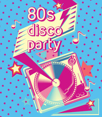 80s  disco party - funky colorful music design