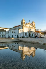 Deurstickers Square of Lagos city with cathedral in water reflection in Algarve © travelview