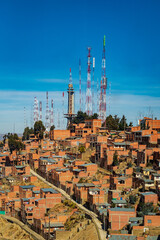 Obraz premium The City of La Paz, Bolivia Seen From The Sky With Mountains Peaks of The Andes Cordillera