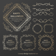 ハロウィンのフレーム素材、10月、アンティークな装飾、ビンテージな模様、植物のツタ