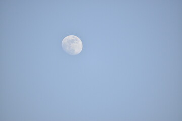 Moon in the blue night sky.