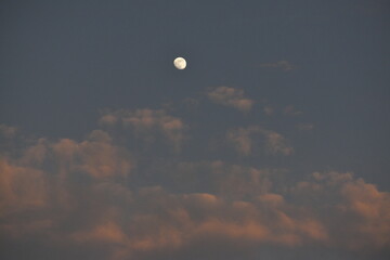 Moon and cloud on blue sky.