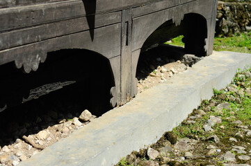 WEST SUMATERA, INDONESIA -JUNE 8, 2014: Architectural detail and woodcraft at Tuo Kayu Jao Mosque...
