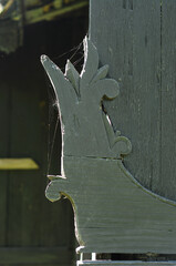 WEST SUMATERA, INDONESIA -JUNE 8, 2014: Architectural detail and woodcraft at Tuo Kayu Jao Mosque...