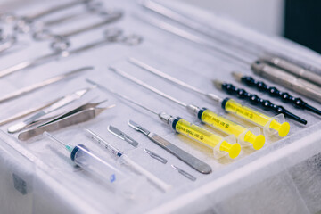 Sterile tools in operation room at medical hospital