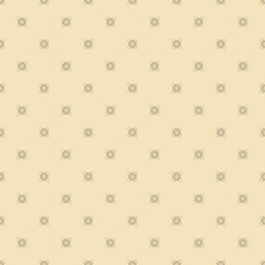 Vector minimalist background. Subtle geometric seamless pattern with small floral shapes, crosses. Simple abstract minimal texture in soft beige color. Design for decor, wallpaper, print, textile