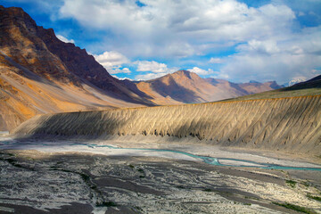 Beautiful scenic view of Spiti River at Spiti valley, Himachal Pradesh, India.