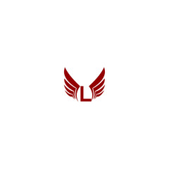 logo combination from letter L with angel wings logo design concept
