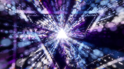 4K Abstract creative vj audio background. Hyper jump into another galaxy. fast lightspeed, neon glowing rays in motion. colorful explosion, big bang. Starry bright glowing lights flying extremely fast