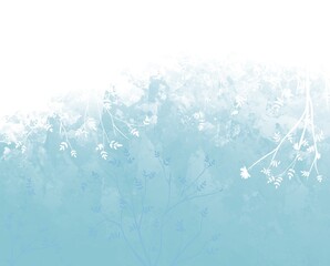 snow covered branches illustration blue background 