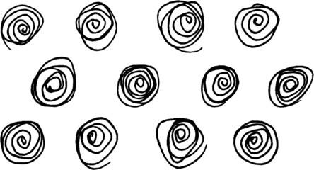 Texture of doodles, circle, spiral. Abstract pattern in black and white