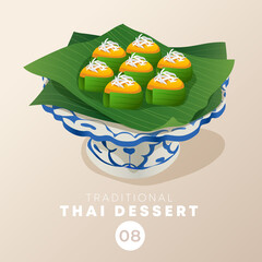 Thai dessert in traditional Thai ceramic ware : Vector Illustration - 362208291
