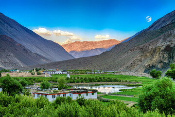 Naklejka premium Beautiful landscape of Tabo town, Spiti, Himachal Pradesh, India.