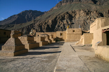 Fototapeta na wymiar A view of the ancient Tabo Monastery in Tabo Village, Spiti Valley, Himachal Pradesh, India