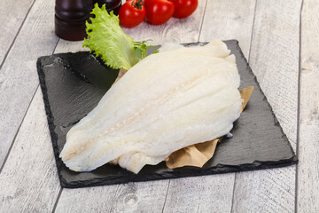 Raw halibut fillet