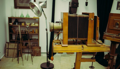 Vintage old photography studio cameras and equipment