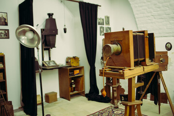 Vintage old photography studio cameras and equipment