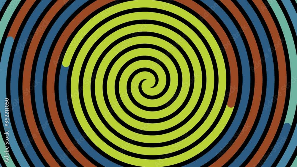 Poster background with а spiral circles which are effect twisting and blinking. hypnosis visualisation cone
