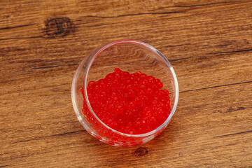 Red salmon caviar in the bowl