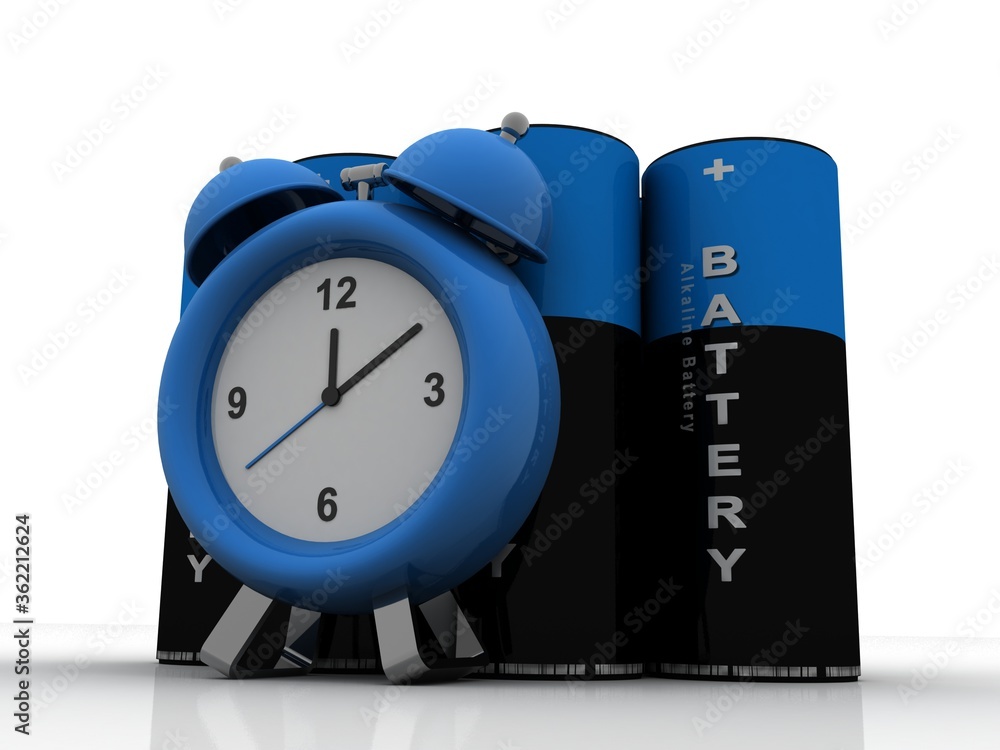 Poster 3d rendering new alarm clock with battery