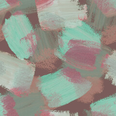 Brush Strokes Seamless Pattern. Hand Painted Background. Acrylic Illustration.