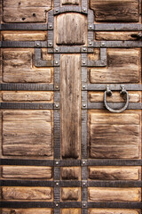 Creative textured background old wood, wrought iron stylized medieval