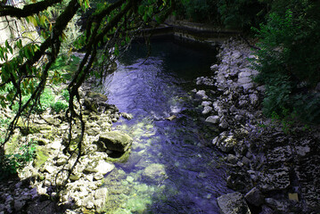 Clean river in the mountain, picturesque view, nature.