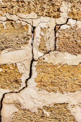 Abstract decorative wall of natural stone. Background, limestone wall texture, shell rock blocks. Great background or texture. Landscape style