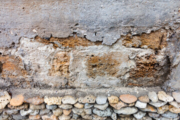 Abstract decorative wall of natural stone. Background, limestone wall texture, shell rock blocks. Great background or texture. Landscape style