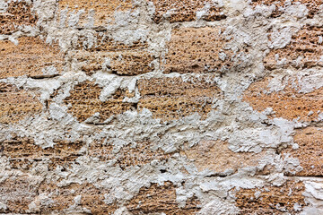Abstract decorative wall of natural stone. Background, limestone wall texture, shell rock blocks. Great background or texture. Landscape style