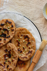 Homemade Indian Naan Flatbread made with Whole Wheat