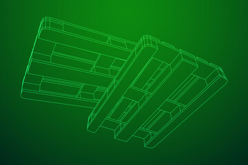 Cargo pallet for warehouse. Logistics shipping concept. Wireframe low poly mesh vector illustration.