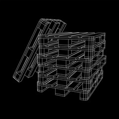 Cargo pallet for warehouse. Logistics shipping concept. Wireframe low poly mesh vector illustration.