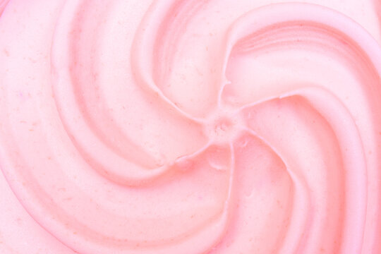 Ice Cream Background. Strawberry Pink Ice Cream Texture. Delicious Berry Dessert.