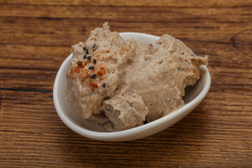 Herring butter spread in the bowl
