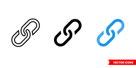 Connect link icon of 3 types. Isolated vector sign symbol.