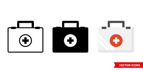 Medical kit icon of 3 types. Isolated vector sign symbol.