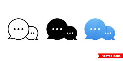 Message or chat icon of 3 types. Isolated vector sign symbol.