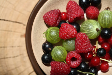 Berries plate, fresh berries full of vitamins