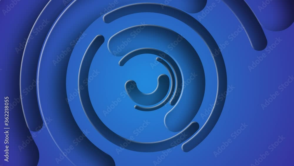 Poster background with a spiral effect of rotation. blue half rings 3d animation.