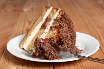 Layer Cake with cream with grated chocolate topping