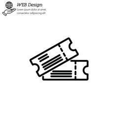 ticket icon thin line, linear, outline. Simple sign, logo. 